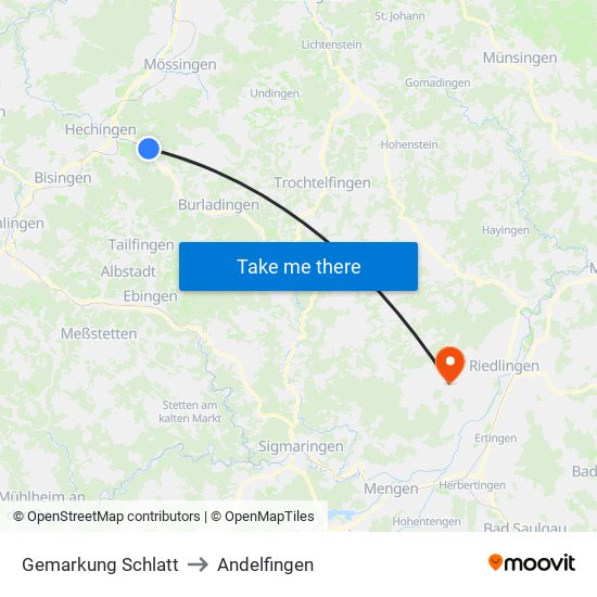 Gemarkung Schlatt to Andelfingen map