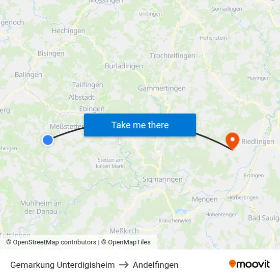 Gemarkung Unterdigisheim to Andelfingen map