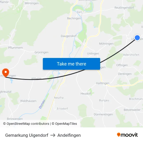 Gemarkung Uigendorf to Andelfingen map