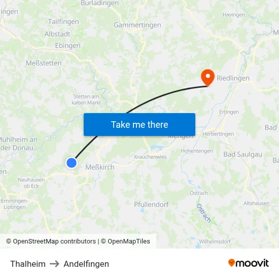Thalheim to Andelfingen map