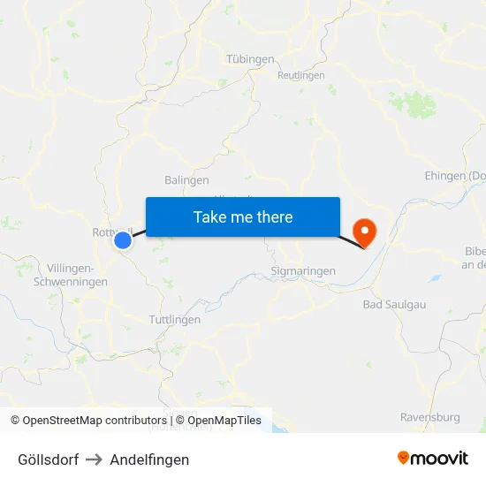 Göllsdorf to Andelfingen map