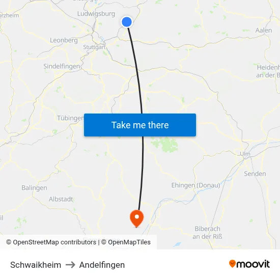 Schwaikheim to Andelfingen map
