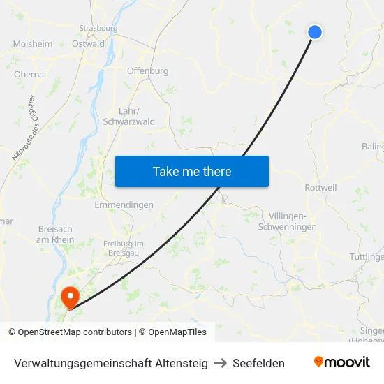 Verwaltungsgemeinschaft Altensteig to Seefelden map