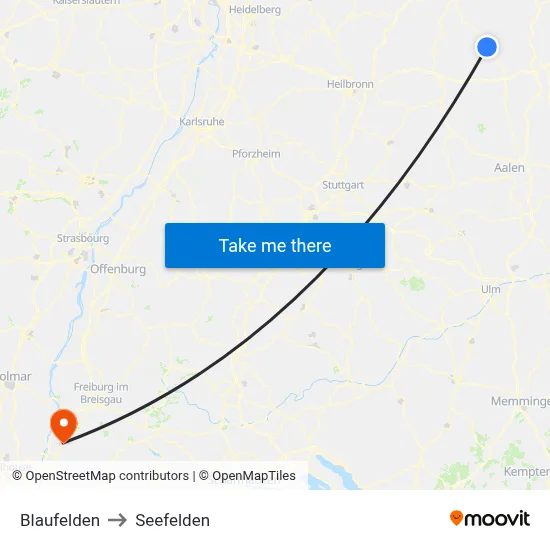 Blaufelden to Seefelden map