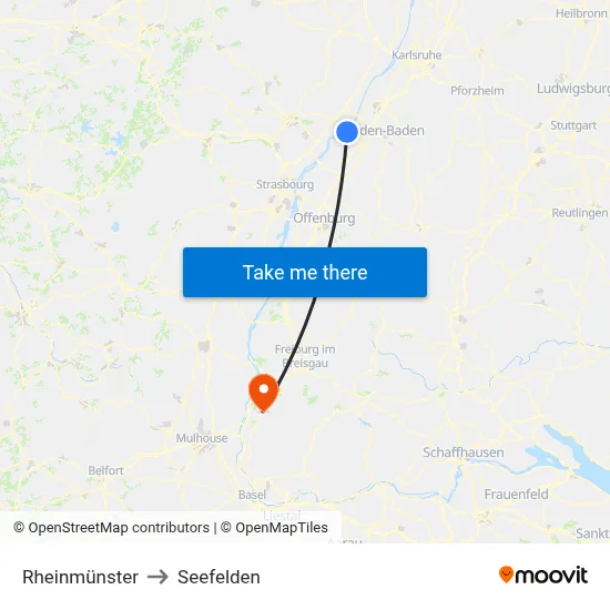 Rheinmünster to Seefelden map