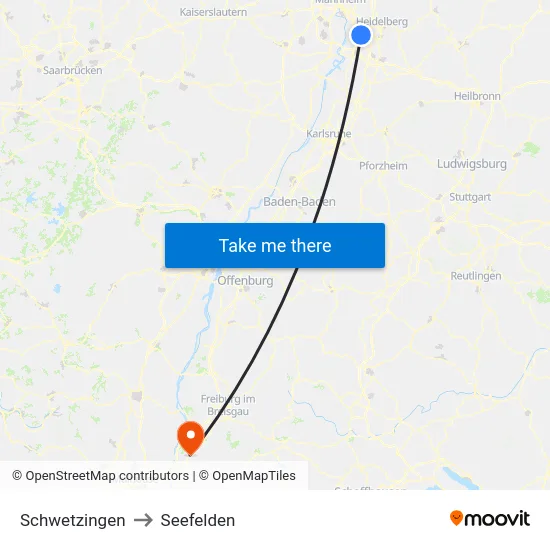 Schwetzingen to Seefelden map