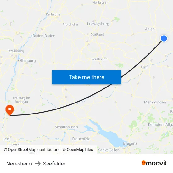 Neresheim to Seefelden map