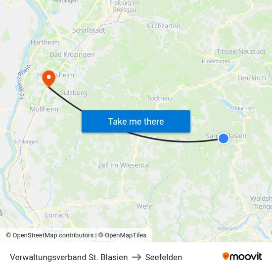 Verwaltungsverband St. Blasien to Seefelden map