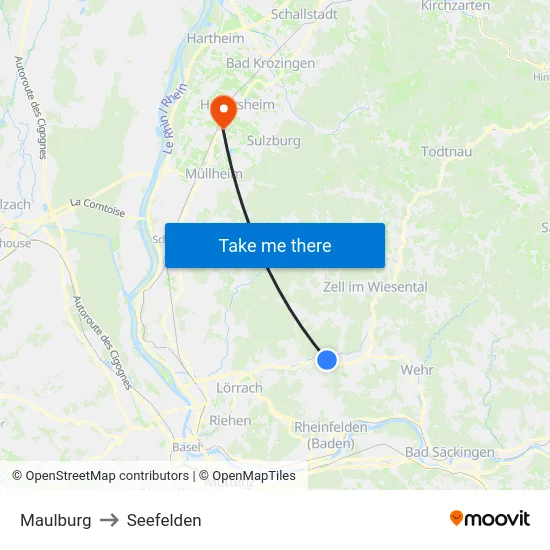 Maulburg to Seefelden map