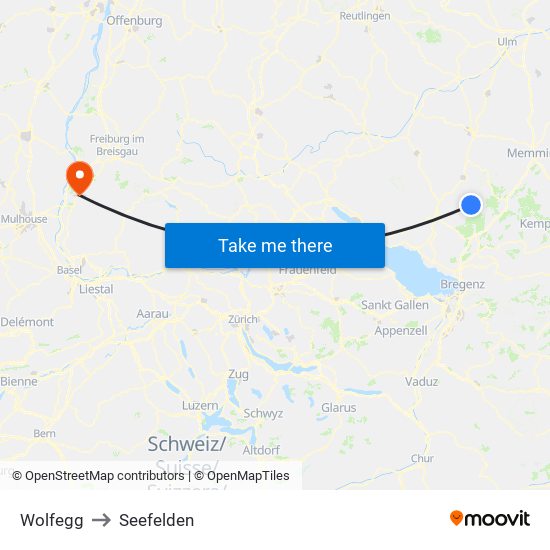 Wolfegg to Seefelden map