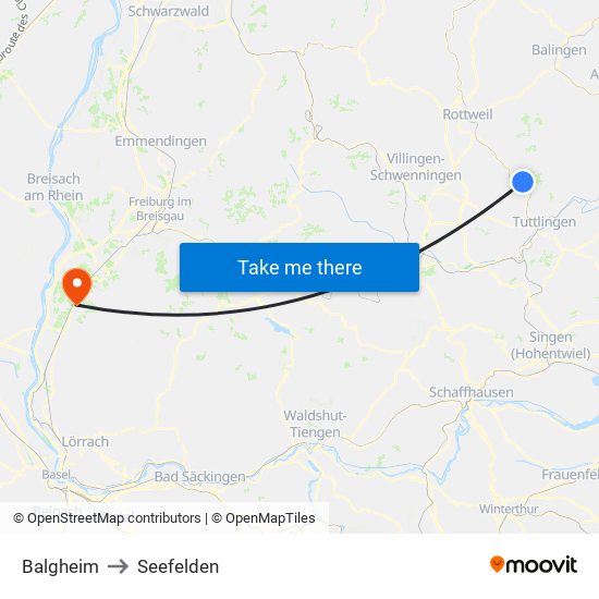 Balgheim to Seefelden map