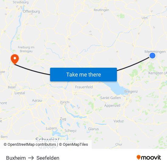 Buxheim to Seefelden map