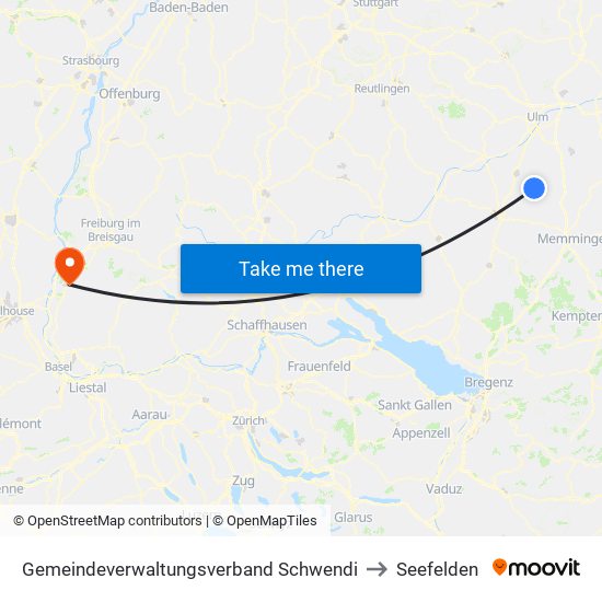 Gemeindeverwaltungsverband Schwendi to Seefelden map