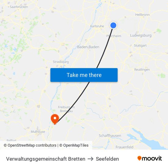 Verwaltungsgemeinschaft Bretten to Seefelden map