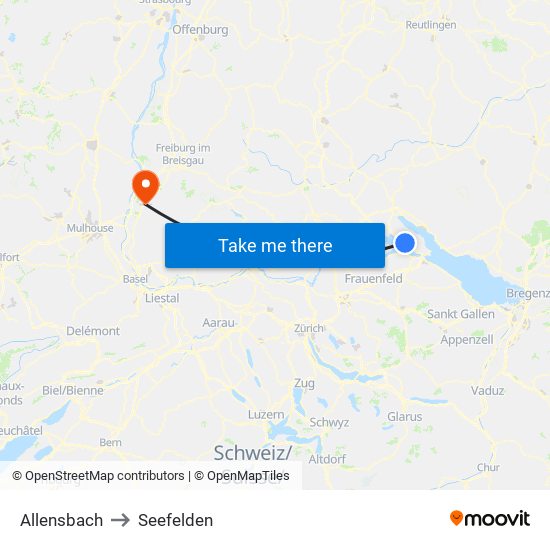 Allensbach to Seefelden map