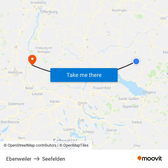 Ebenweiler to Seefelden map