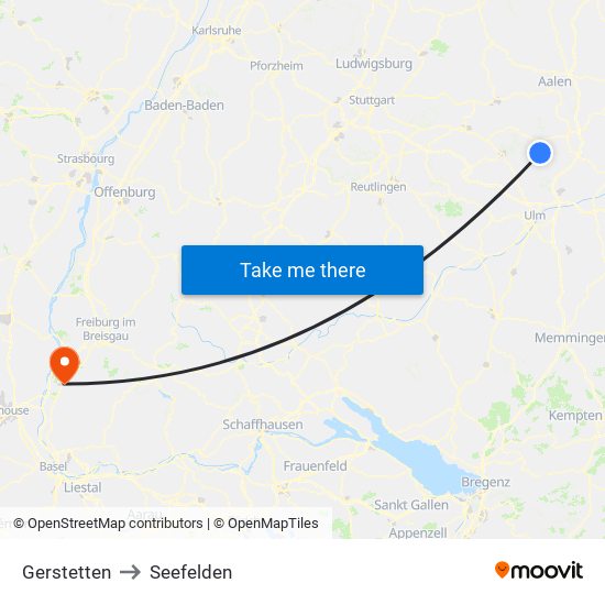 Gerstetten to Seefelden map