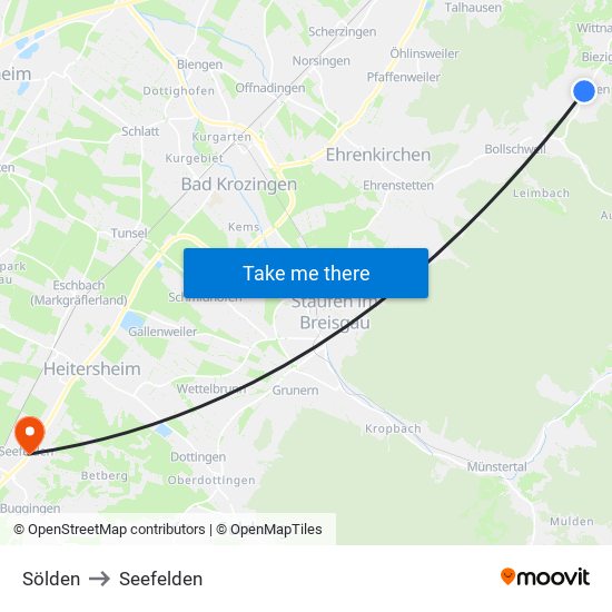 Sölden to Seefelden map