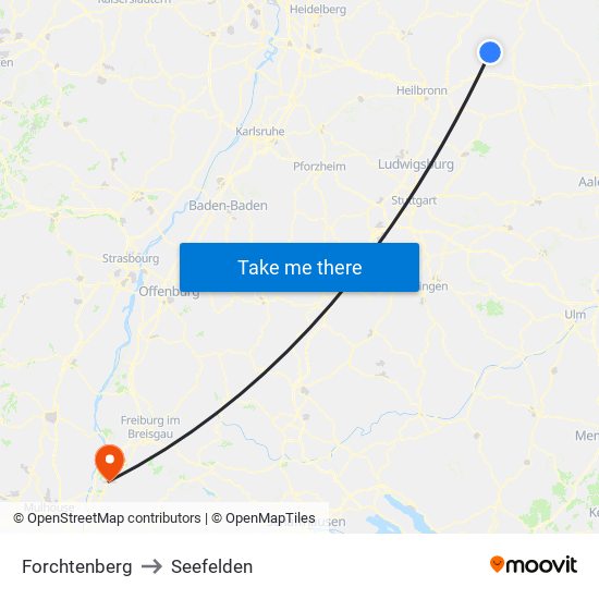 Forchtenberg to Seefelden map
