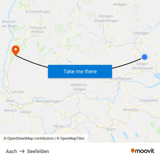 Aach to Seefelden map