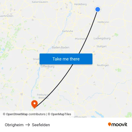 Obrigheim to Seefelden map