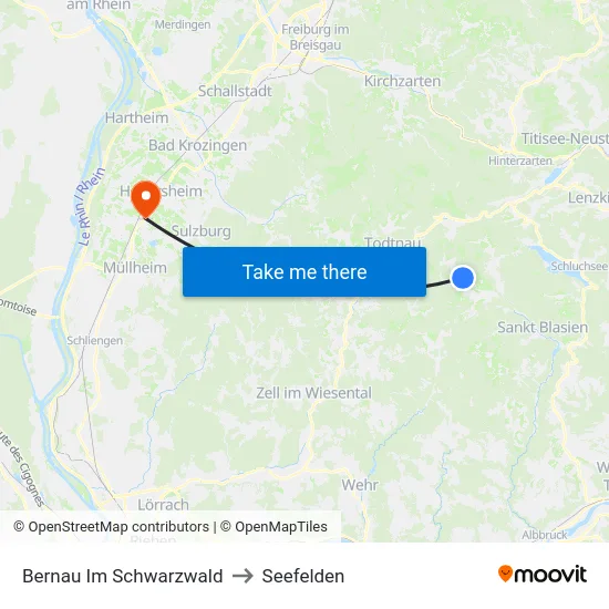 Bernau Im Schwarzwald to Seefelden map