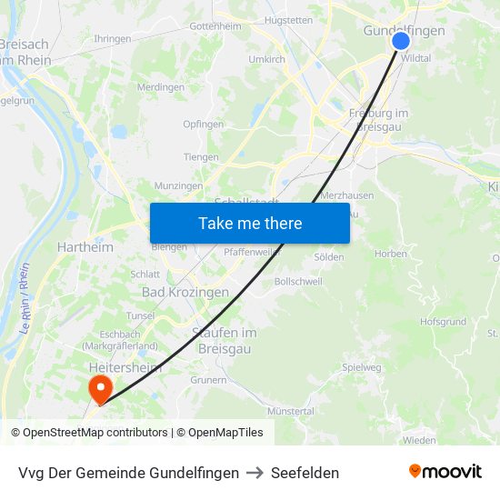 Vvg Der Gemeinde Gundelfingen to Seefelden map