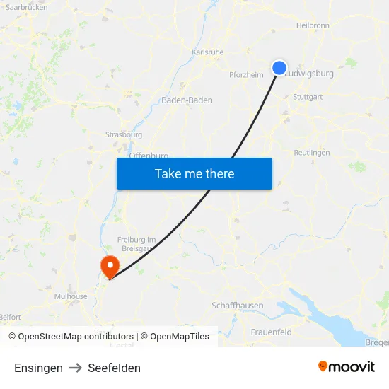 Ensingen to Seefelden map