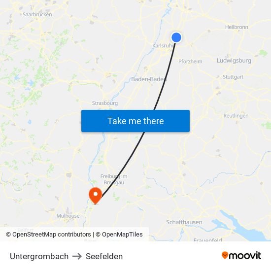 Untergrombach to Seefelden map