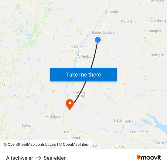 Altschweier to Seefelden map