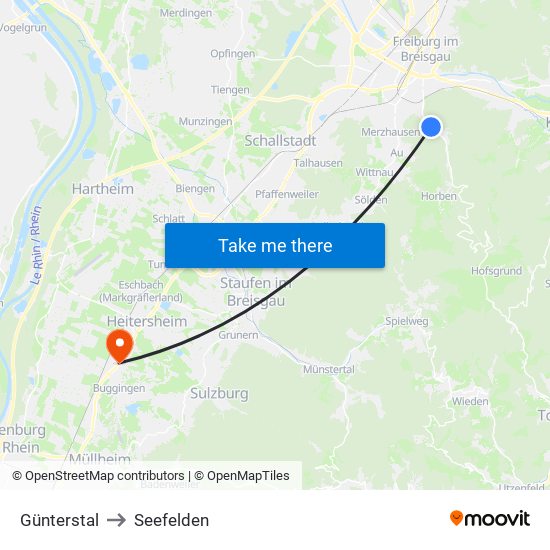 Günterstal to Seefelden map