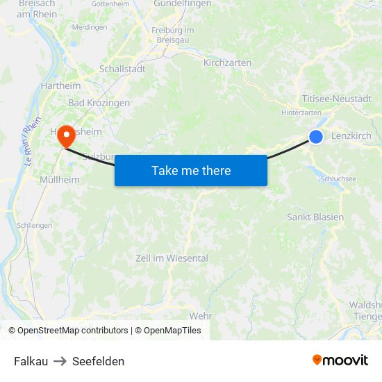 Falkau to Seefelden map