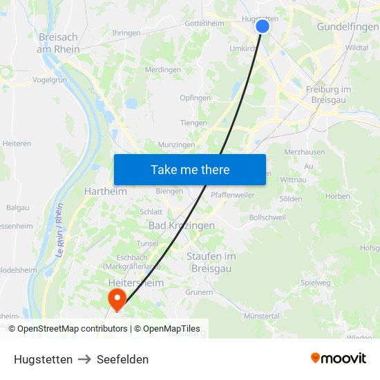 Hugstetten to Seefelden map