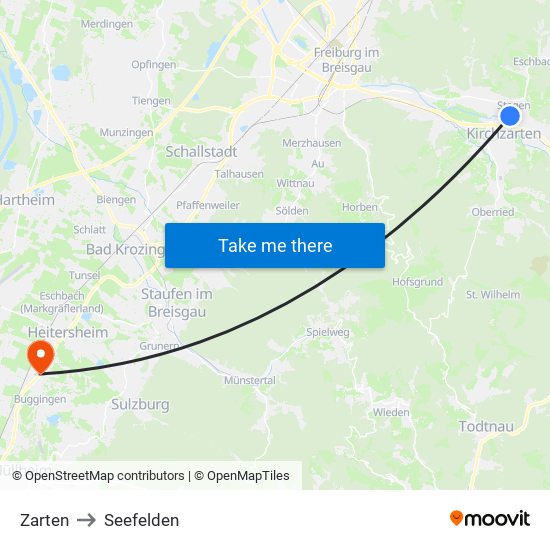 Zarten to Seefelden map