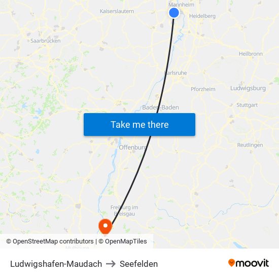 Ludwigshafen-Maudach to Seefelden map