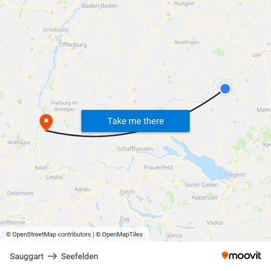 Sauggart to Seefelden map