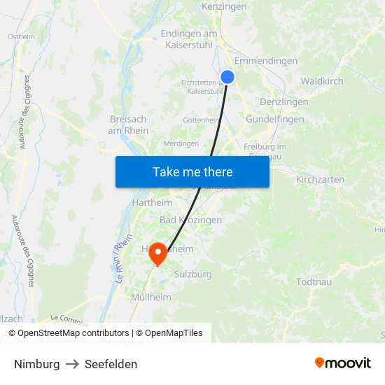 Nimburg to Seefelden map