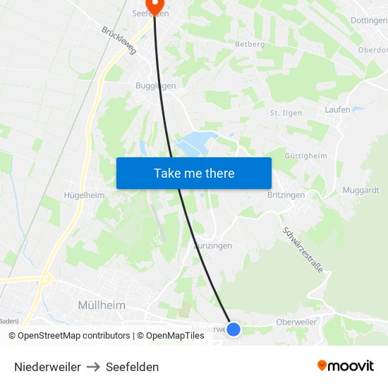 Niederweiler to Seefelden map