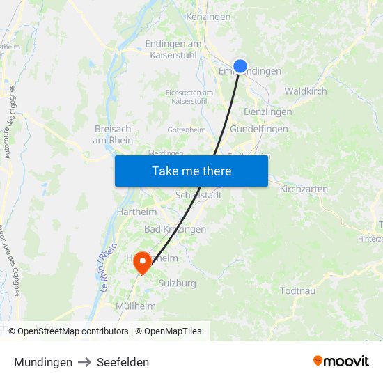 Mundingen to Seefelden map