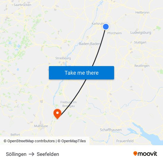 Söllingen to Seefelden map