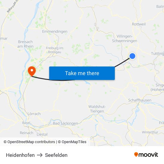 Heidenhofen to Seefelden map