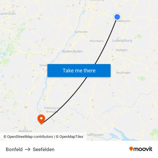 Bonfeld to Seefelden map