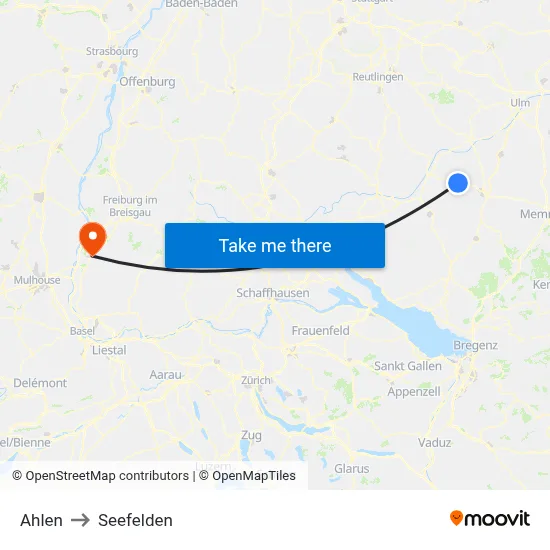 Ahlen to Seefelden map