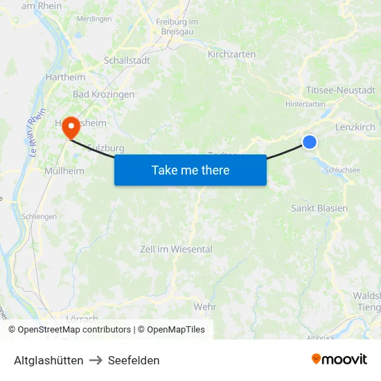 Altglashütten to Seefelden map