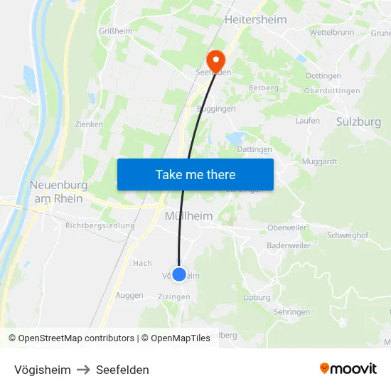Vögisheim to Seefelden map