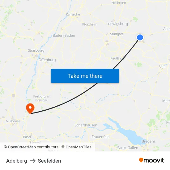 Adelberg to Seefelden map