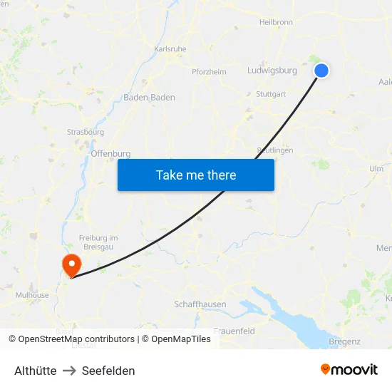 Althütte to Seefelden map