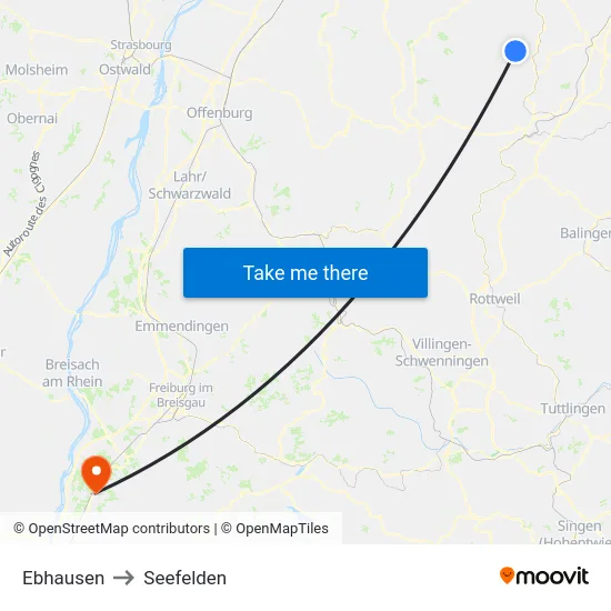 Ebhausen to Seefelden map