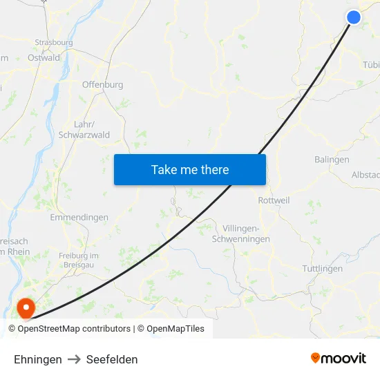 Ehningen to Seefelden map