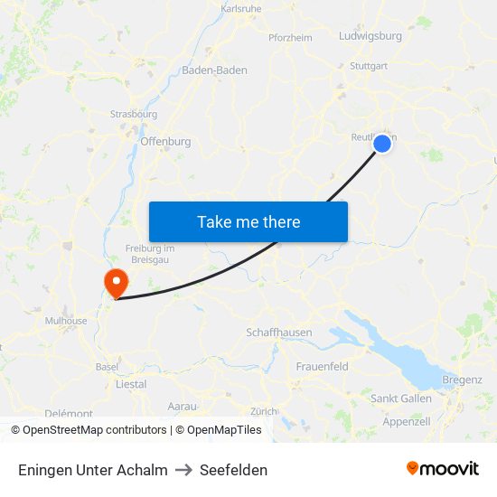 Eningen Unter Achalm to Seefelden map